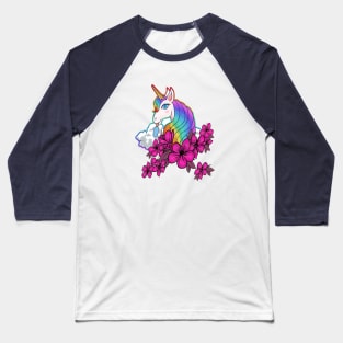 Cute Unicorn Flower Baseball T-Shirt